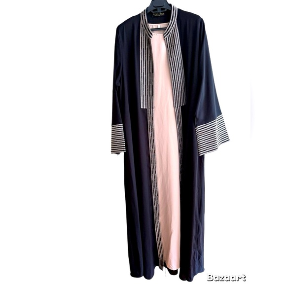 Elegant 2 pieces Black and BeigeWomen's long dress .